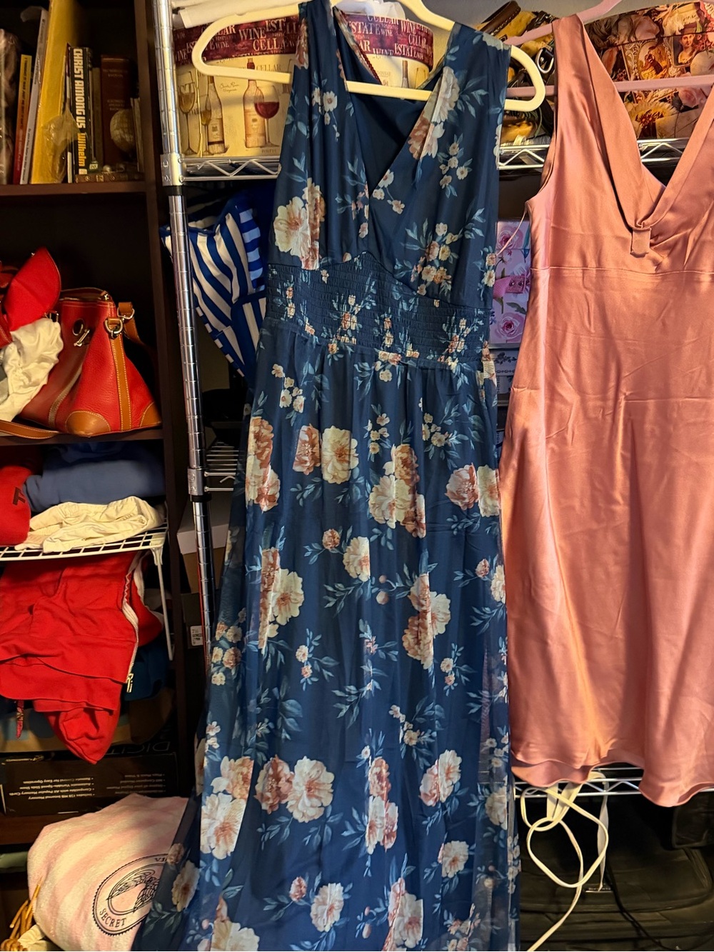 Sleeveless Blue Floral Maxi Dress